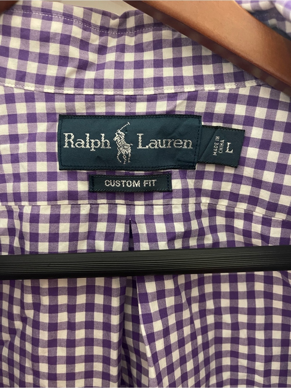 Ralph Lauren Purple and White Gingham Button-Down Shirt
